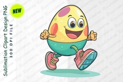 Cartoon Easter Egg Character Running For Fitness Clipart Product Image 1