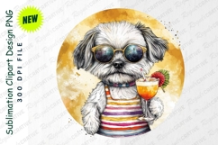 Dog Wearing Sunglasses With Summer Drink Clipart Product Image 1
