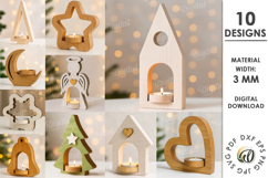 Christmas Candle Holders Bundle Laser Cut. Christmas SVG Product Image 1