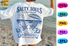 Salty Souls Coastal Escape SVG, PNG, Summer Vacation Shirt Product Image 1