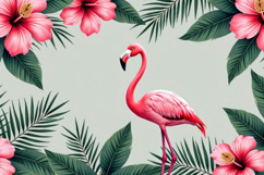 Flamingo Palm Leaves Background Product Image 1