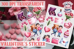 Love sticker Sheet Valentine Day Lovers Funny Heart PNG Product Image 1
