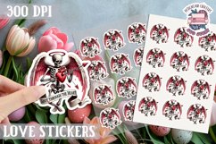 Love sticker Sheet Valentine Day Lovers Gothic Skull PNG Product Image 1