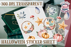 Halloween sticker sheet Creepy Scrapbook PNG Funny Skulls Product Image 1