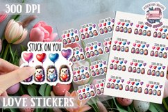Love sticker Sheet Valentine Day Cute Animals Quote PNG Product Image 1