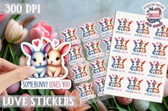 Love sticker Sheet Valentine Day Cute Animals Quote PNG Product Image 1