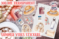 Summer Vibes sticker sheet Summer Scrapbook PNG Product Image 1
