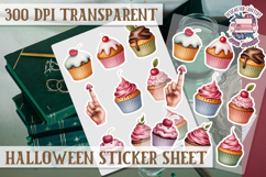 Halloween sticker sheet Creepy Scrapbook PNG Funny Skulls Product Image 1