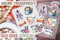 Self Love sticker sheet Scrapbook PNG Nature Watercolor Yoga Product Image 1