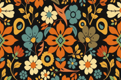 Floral Pattern on a Black Background Wallpaper Product Image 1