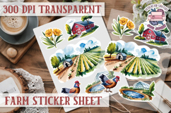 Farm sticker sheet Harvest Scrapbook PNG Vegetables Cozy Product Image 1
