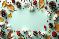 Dried Leaves, Cotton Flowers Background Product Image 1