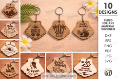 Summer Keychains Bundle Laser Cut. Summer Keyring SVG Product Image 1