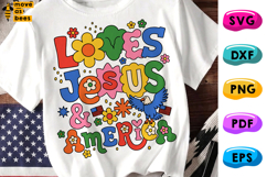 Loves Jesus &amp; America SVG, PNG, July 4th, Independence Day Product Image 1