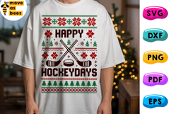 Happy Hockey Days Svg, Png, Hockey Ugly Christmas Sweater Product Image 1