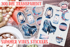 Summer Vibes sticker sheet Summer Scrapbook PNG Product Image 1