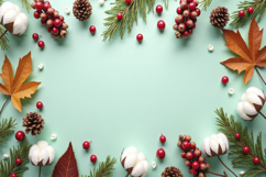 Dried Leaves, Cotton Flowers Background Product Image 1