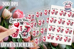 Love sticker Sheet Valentine Day Cute Animals Quote PNG Product Image 1