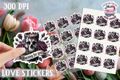 Love sticker Sheet Valentine Day Lovers Gothic Skull PNG Product Image 1