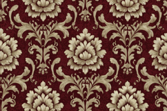 Classic Red and Gold Damask Pattern Background Wallpaper Product Image 1