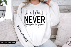 He Will Never Forsake You - Christian Sleeve T-Shirt Design Product Image 3