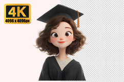 Female Student Wearing Black Graduation Cap Transparent PNG Product Image 1