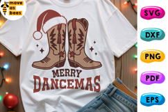 Merry Dancemas Svg, Png, Cowboy Boots Christmas, Dance Shirt Product Image 1