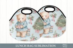 Watercolor Christmas Lunch Bag PNG. Lunch Bag Wrap Product Image 1