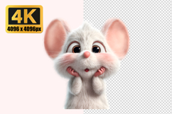 Fluffy White Mouse Transparent PNG Product Image 1