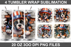 4Th Of July Dog Tumbler Sublimation PNG, 20 oz Tumbler Wrap Product Image 1