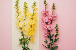 Yellow and Pink Flowers Background Wallpaper Product Image 1