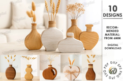 Decorative Vases Bundle Lasercut. Wooden Flower Holders SVG Product Image 1