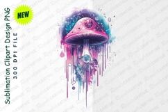 Abstract Cosmic Mushroom Watercolor Clipart Painting Product Image 1