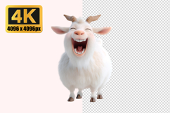 Happy Cartoon White Goat Transparent PNG Product Image 1