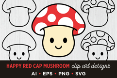 Happy Toadstool Mushroom Clip Art Set Product Image 1