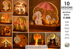 Valentine&#039;s Day Led Stands Bundle Laser Cut. Night Lamp SVG Product Image 1