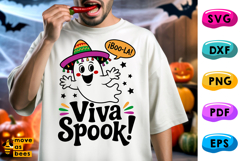 Viva Spook Svg, Png, Ghost in Sombrero Mexican Halloween Svg Product Image 1