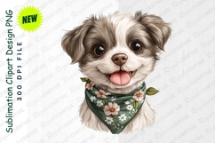 Cute Puppy Dog With Flower Bandana Smiling Clipart Image Product Image 1