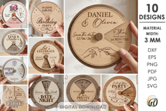 Rotating Circle Invitations Bundle Laser Cut. Invitation SVG Product Image 1