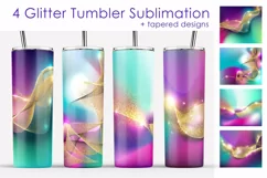 Glitter Tumbler Sublimation, Gold Waves Tumbler Design Product Image 1