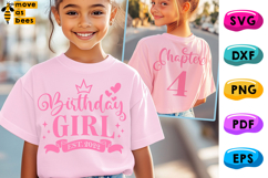 4th Birthday Girl Svg, Png, Est 2022, Chapter 4 Girl Shirt Product Image 1