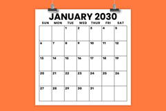 2030 Square 12 x 12 Inch Large Number Calendar Template Product Image 1