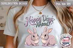 Cute Bunnies Spring Sublimation Design PNG Easter Hoop bunny Product Image 1