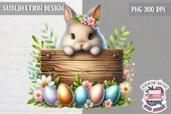 Cute Easter Animal with board Sublimation Design PNG Spring Product Image 1