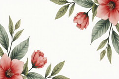 Pink Floral With Leaves Background Product Image 1