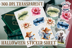 Halloween sticker sheet Creepy Scrapbook PNG Funny Skulls Product Image 1
