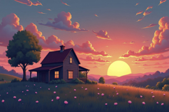 House With Landscape Background Product Image 1