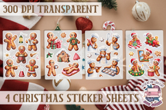 Christmas Gingerbread mans Watercolor Sticker Sheet Winter Product Image 1