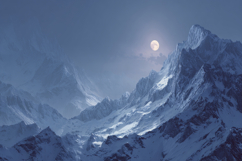 Moonlit Snowy Mountain Background Product Image 1