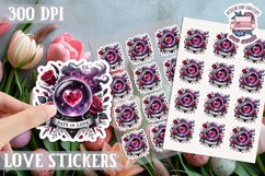Love sticker Sheet Valentine Day Lovers Gothic Skull PNG Product Image 1